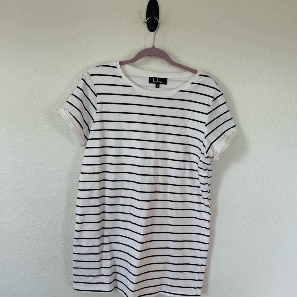 Lulu's Black and White Striped Mini Dress